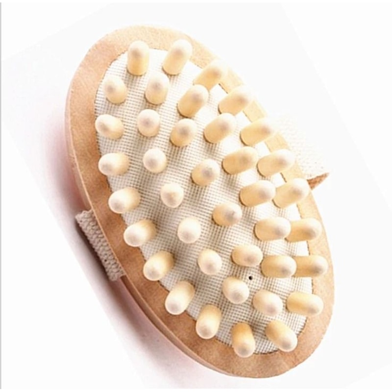 Wooden Cellulite Massage Brush Handheld Body Massager For Dry Brushing 0