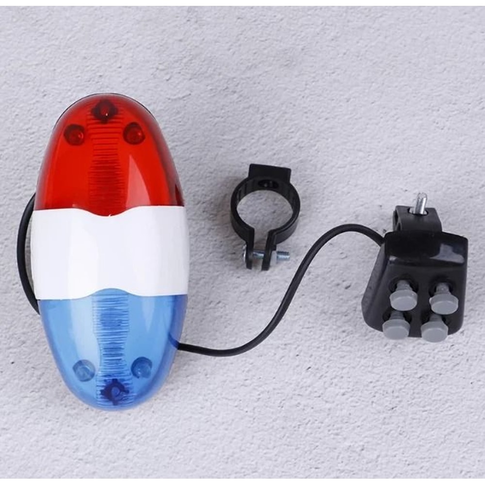 Bicycle Bell With LED Lights 4 Tones Multi Functional Bike Horn With Police Flashing Lights 1
