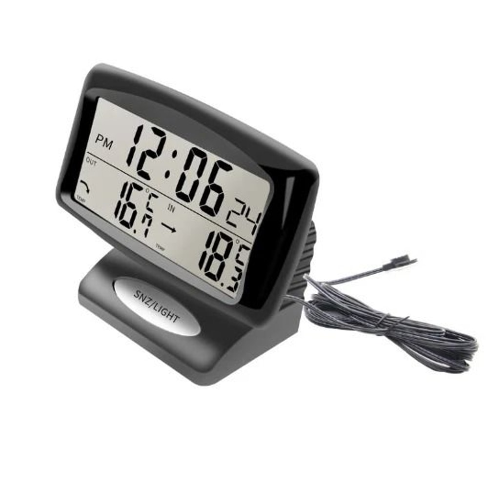 Digital Car Clock Thermometer With Indoor Outdoor Temperature Display 1