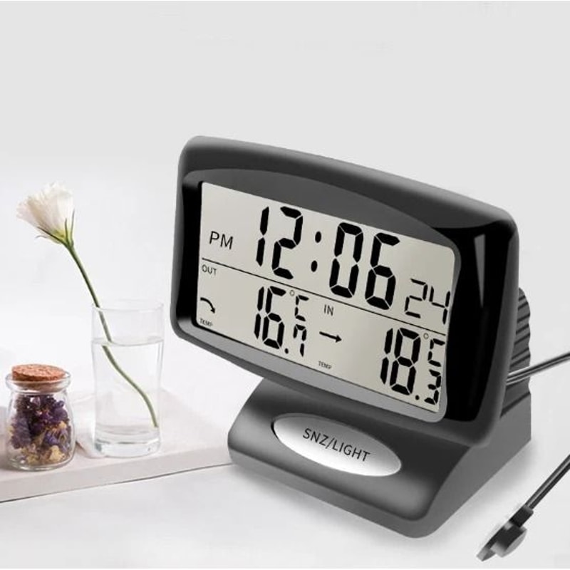 Digital Car Clock Thermometer With Indoor Outdoor Temperature Display 3