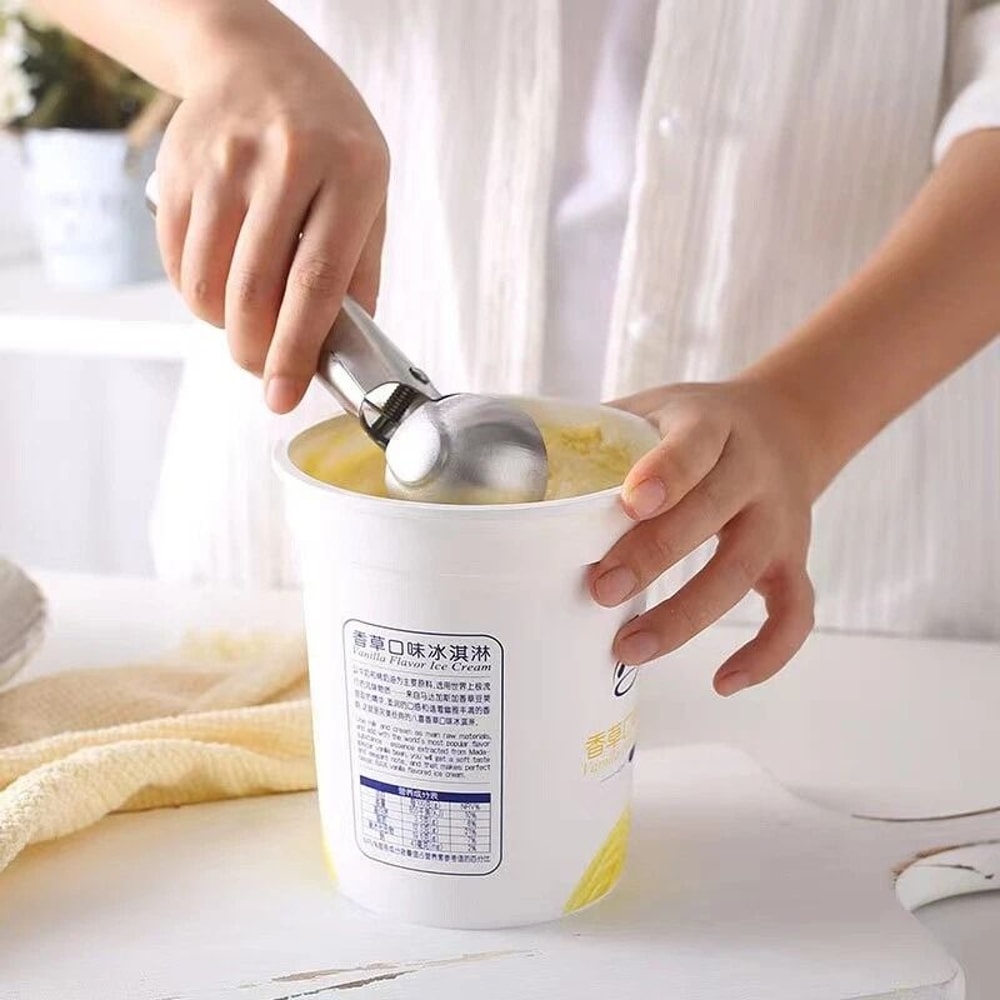Stainless Steel Ice Cream Scoop With Trigger Release For Cookies Dough And Fruit 2