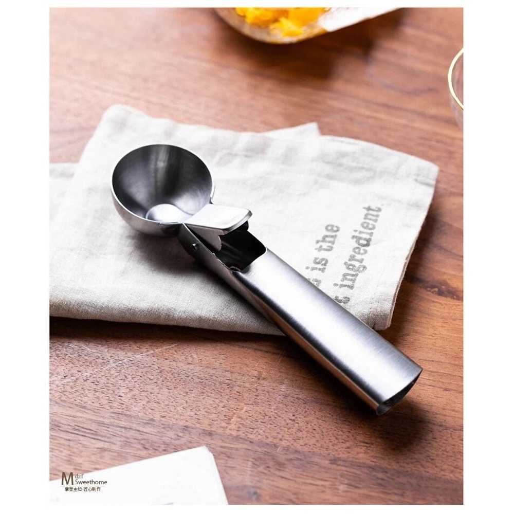 Stainless Steel Ice Cream Scoop With Trigger Release For Cookies Dough And Fruit 3