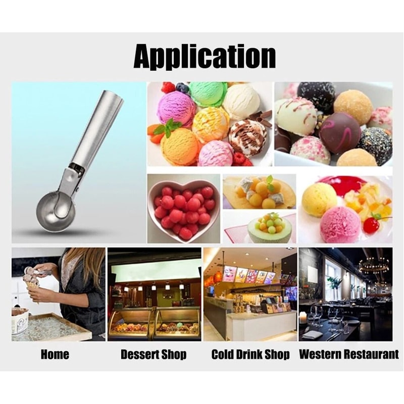 Stainless Steel Ice Cream Scoop With Trigger Release For Cookies Dough And Fruit 5