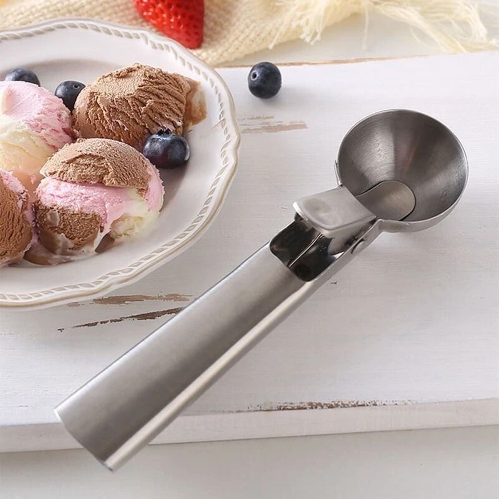 Stainless Steel Ice Cream Scoop With Trigger Release For Cookies Dough And Fruit 6