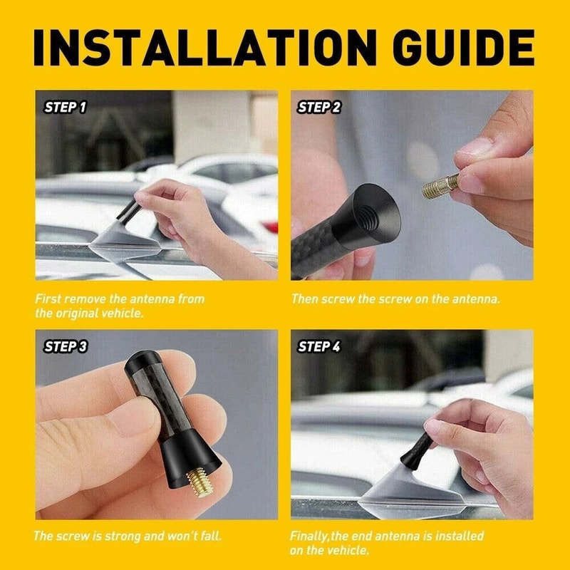 Universal Carbon Fiber Car Antenna AMFM Radio Replacement Stylish Durable 3