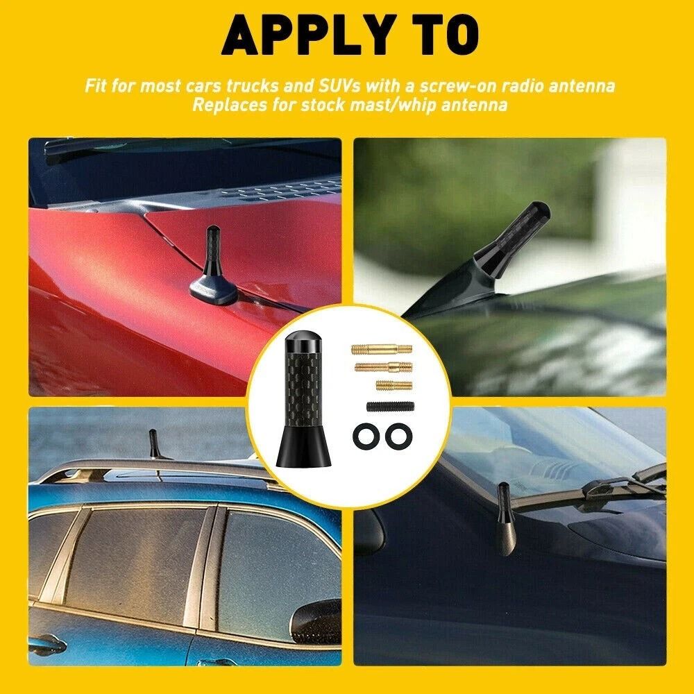 Universal Carbon Fiber Car Antenna AMFM Radio Replacement Stylish Durable 4