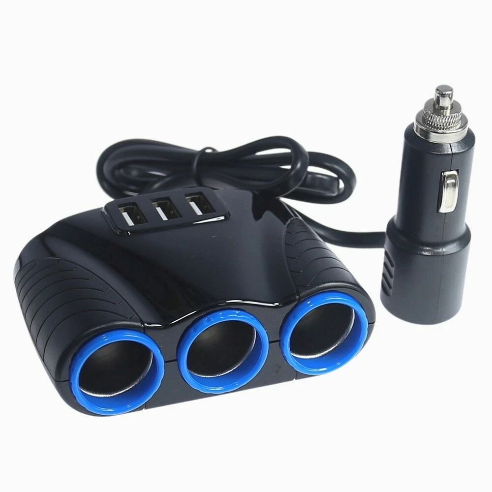 Car Power Adapter With 3 USB Ports Universal Cigarette Lighter Splitter Charger 0