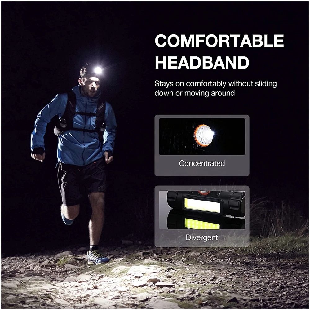 USB Rechargeable LED Headlamp Waterproof COB XPE Work Light With Magnetic Base 1