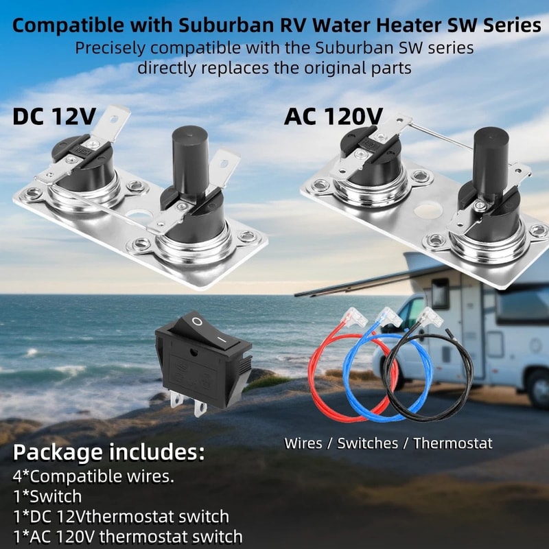 Suburban RV Water Heater Thermostat Kit Limit Switch Replacement For SW Series 6