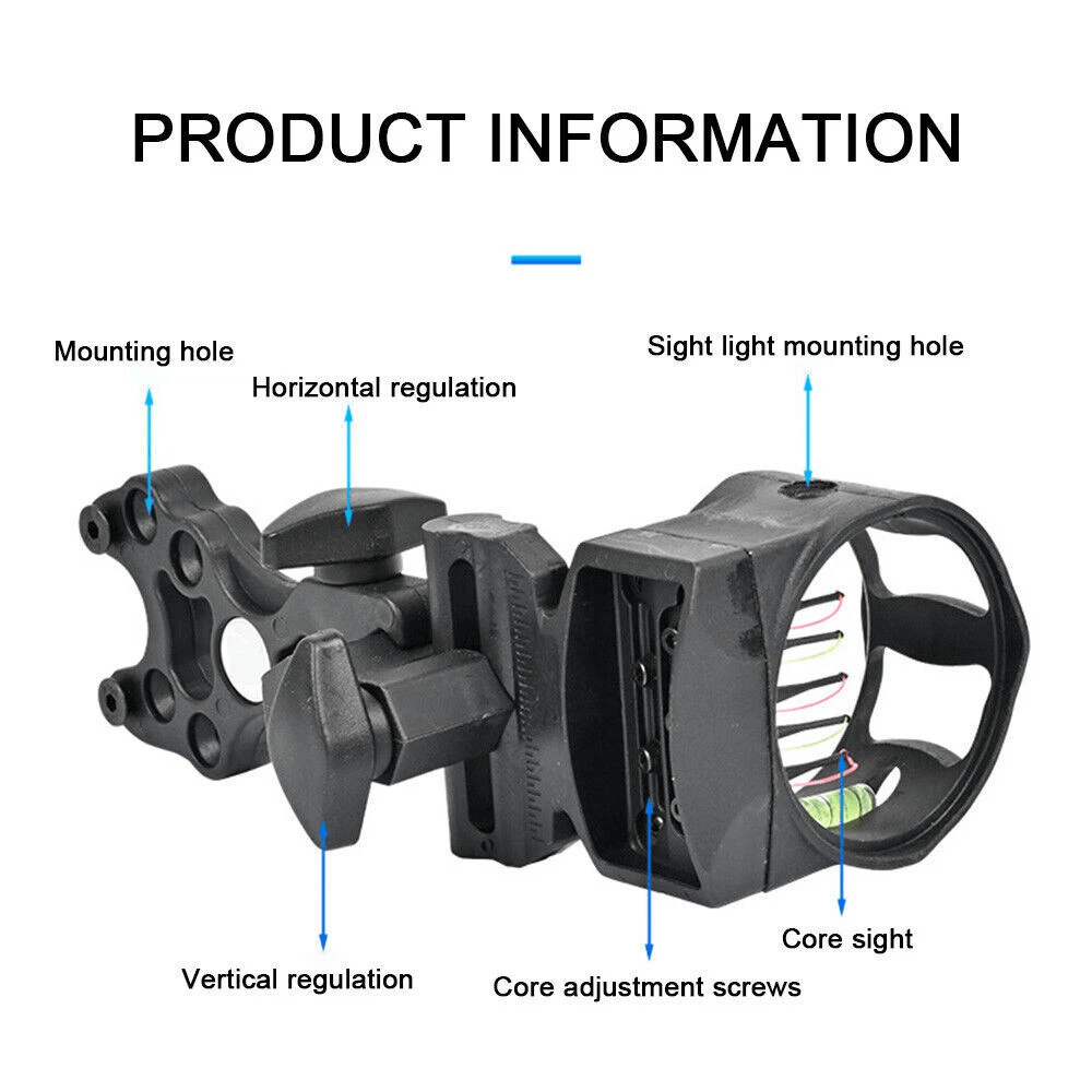 Adjustable Compound Bow Sight 5 Pin Fiber Optic With Bubble Level 4