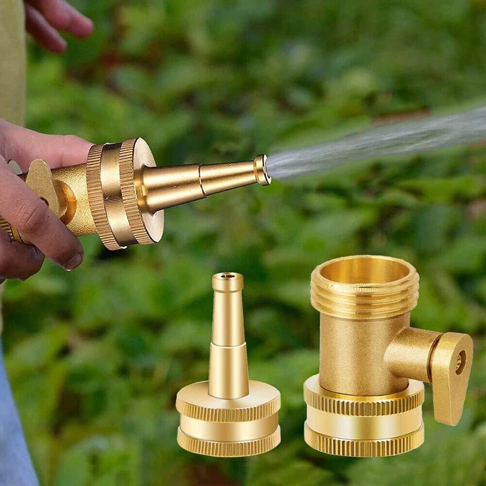 Heavy Duty Brass Garden Hose Shut Off Valve GHT Connector 4Piece Set 0