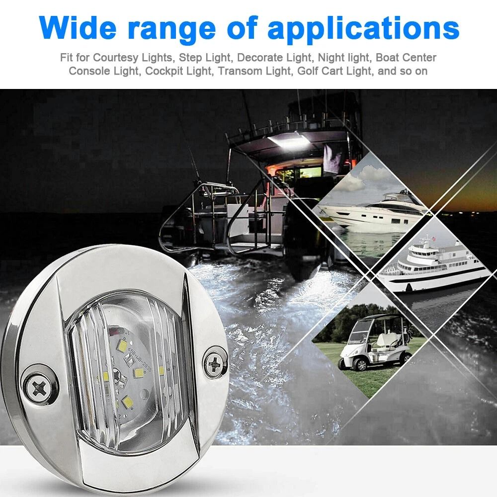 Boat Courtesy Lights Round White Marine LED Deck And Transom Lights 9