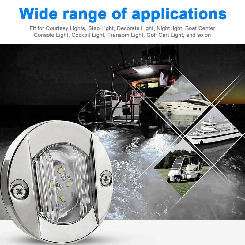 Boat Courtesy Lights Round White Marine LED Deck And Transom Lights 9