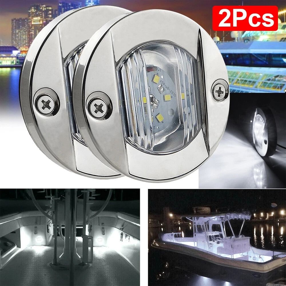 Boat Courtesy Lights Round White Marine LED Deck And Transom Lights 10