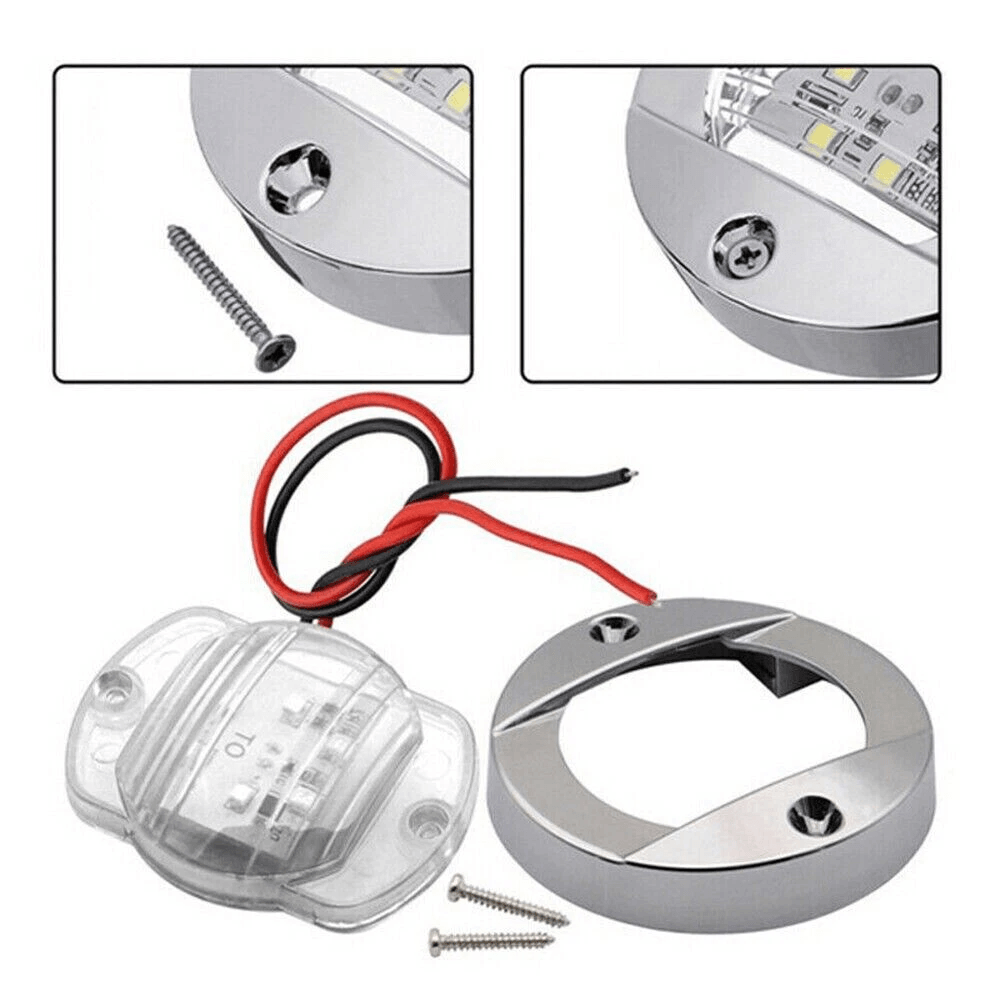 Boat Courtesy Lights Round White Marine LED Deck And Transom Lights 3