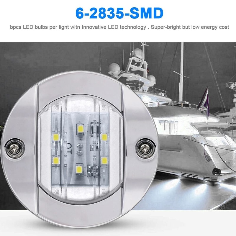 Boat Courtesy Lights Round White Marine LED Deck And Transom Lights 8