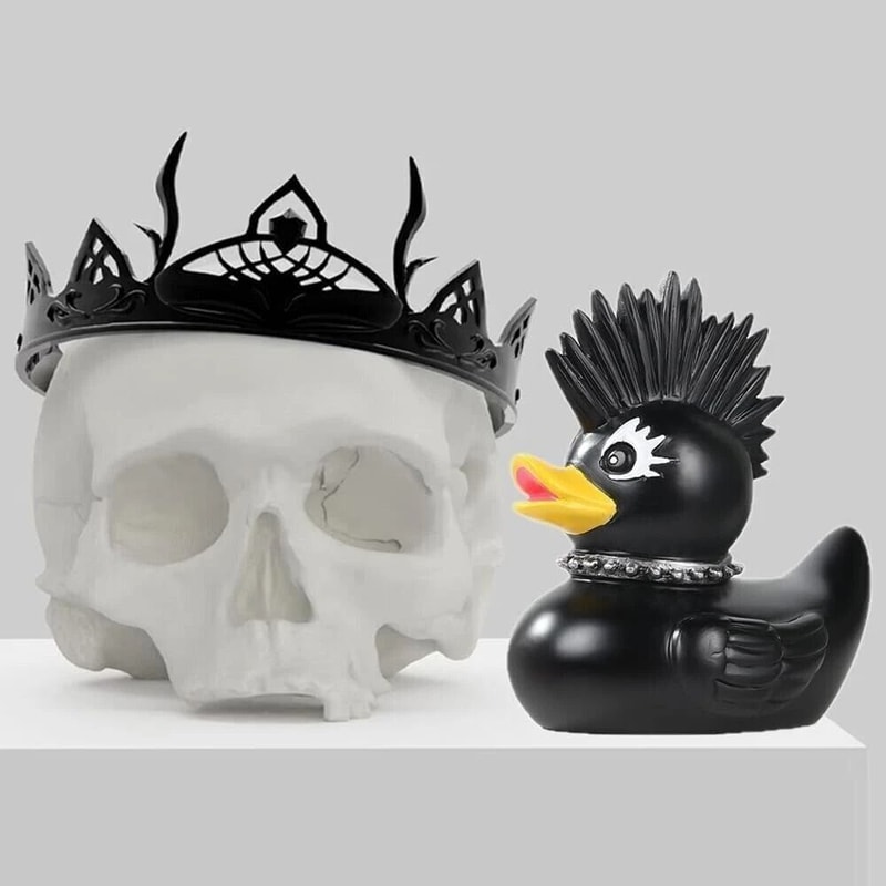 Dark Gothic Resin Duck Statue For Desk Car And Home Decor 0