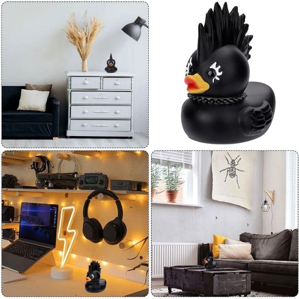 Dark Gothic Resin Duck Statue For Desk Car And Home Decor 1