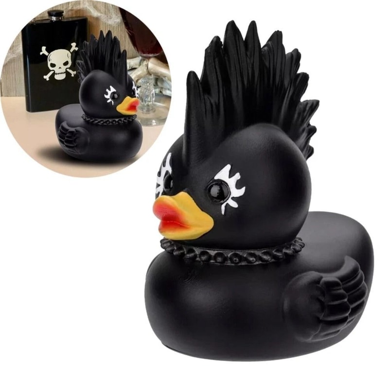 Dark Gothic Resin Duck Statue For Desk Car And Home Decor 6