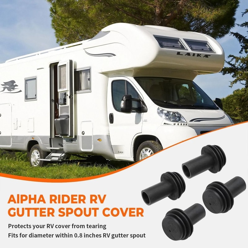 RV Gutter Spout Caps Cover Protectors Universal Rubber Extensions 2