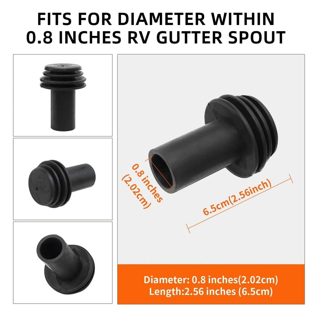 RV Gutter Spout Caps Cover Protectors Universal Rubber Extensions 6