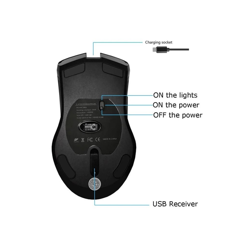 Rechargeable Wireless Gaming Mouse With Color LED And Adjustable DPI 2