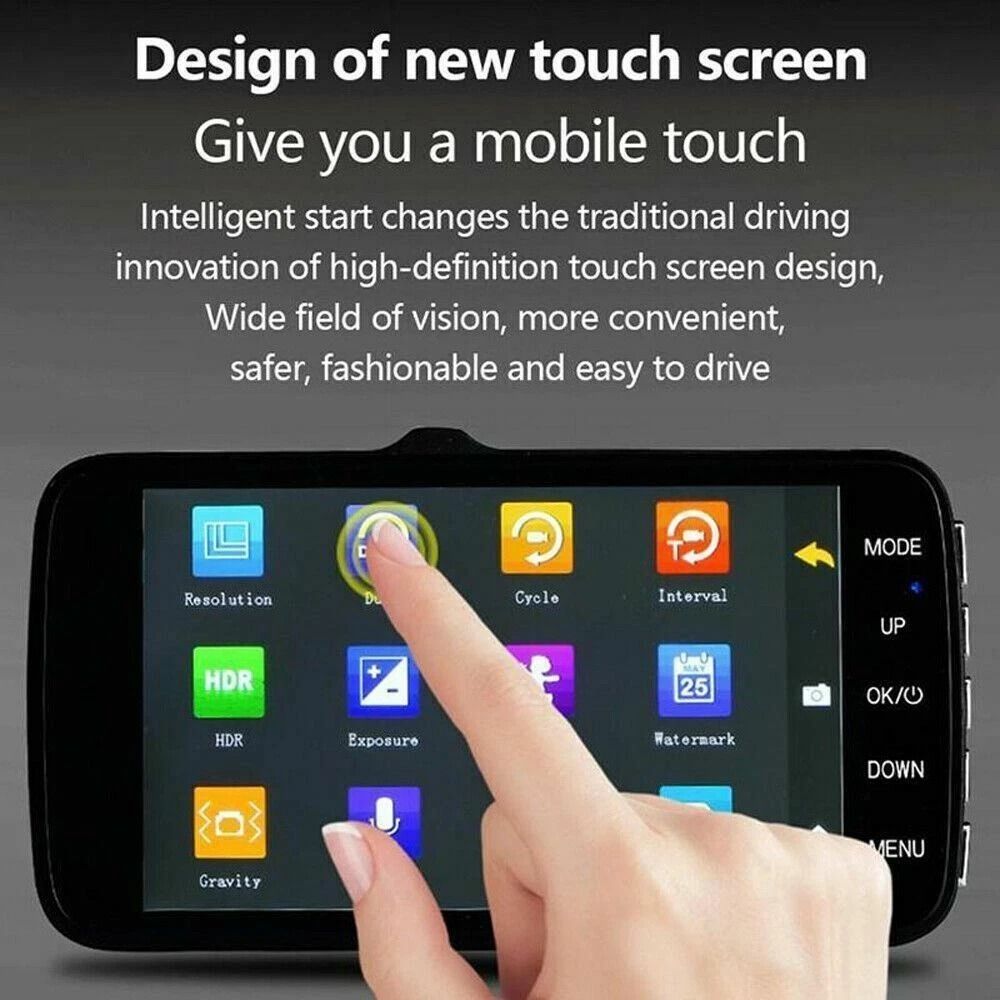 Touch Screen Dual Lens Dash Cam Front And Rear Car Security Camera 7