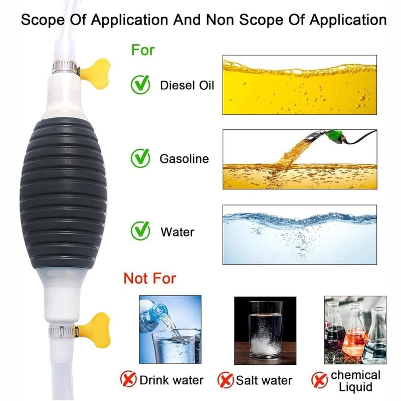High Flow Fuel Siphon Pump With Hose For Gas Water Oil Transfer 7