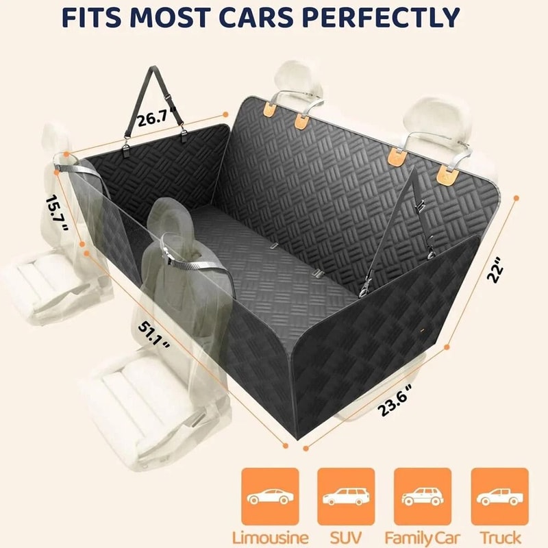 Hard Bottom Dog Car Seat Cover With Back Seat Extender Support 1