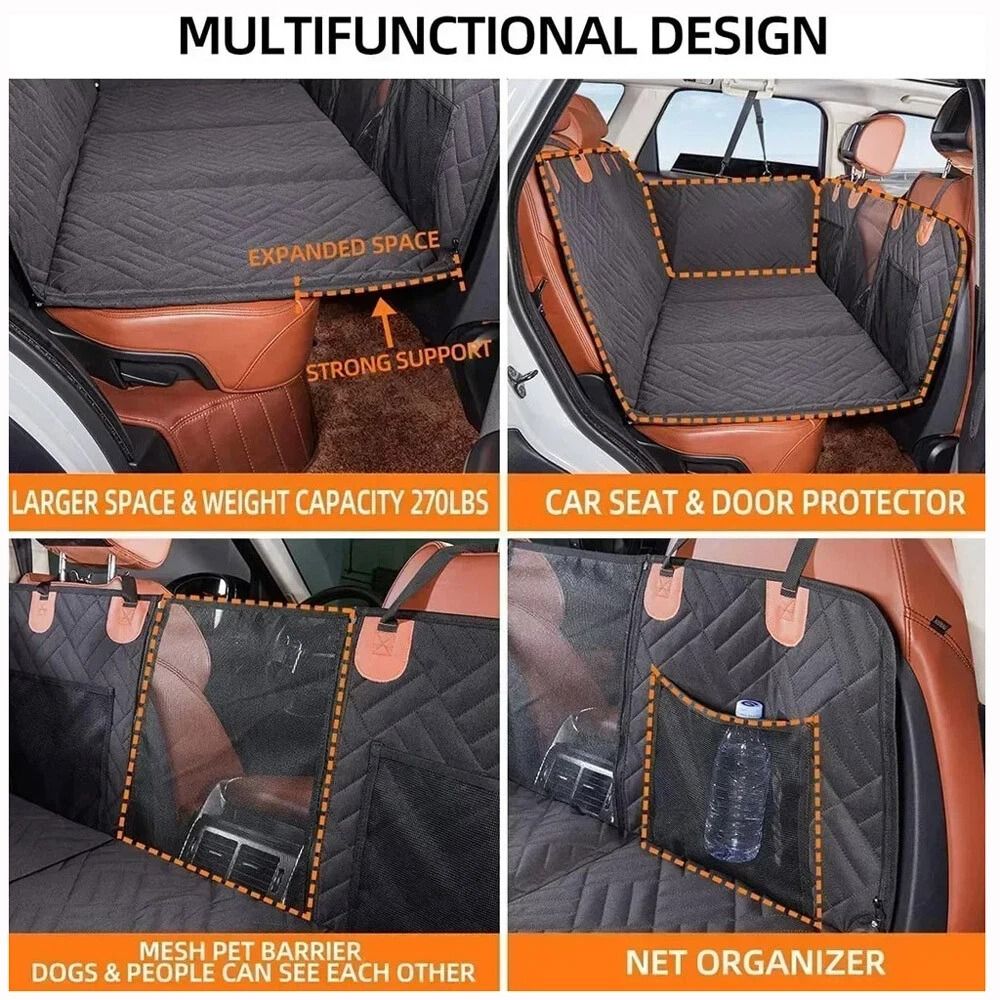 Hard Bottom Dog Car Seat Cover With Back Seat Extender Support 4