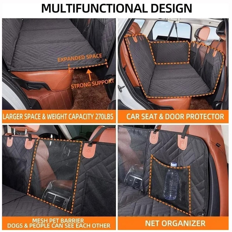 Hard Bottom Dog Car Seat Cover With Back Seat Extender Support 4