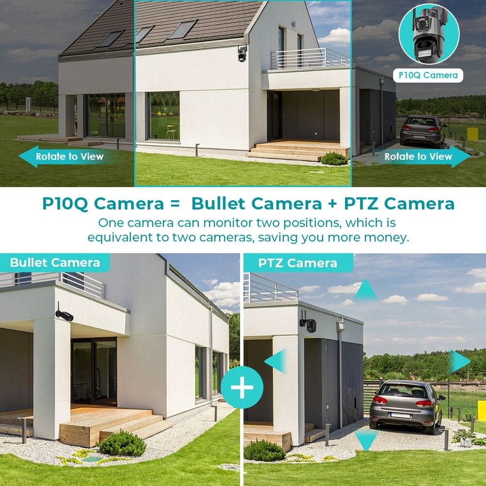 Dual Lens Outdoor Security Camera With Zoom PTZ WiFi Monitoring And Night Vision 5