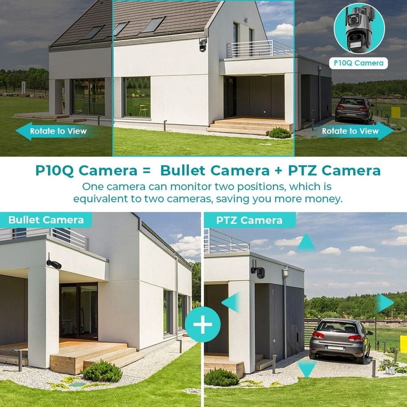 Dual Lens Outdoor Security Camera With Zoom PTZ WiFi Monitoring And Night Vision 5