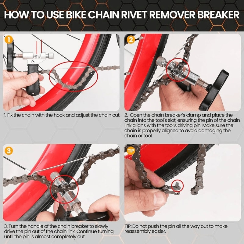Portable Bicycle Chain Breaker Tool With Chain Hook Steel Bike Chain Cutter For Quick Repairs 1