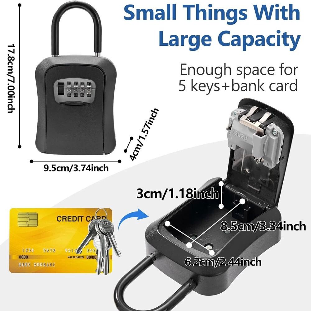 Portable Combination Key Lock Box For Outside Wall Mounted House Key Safe 1