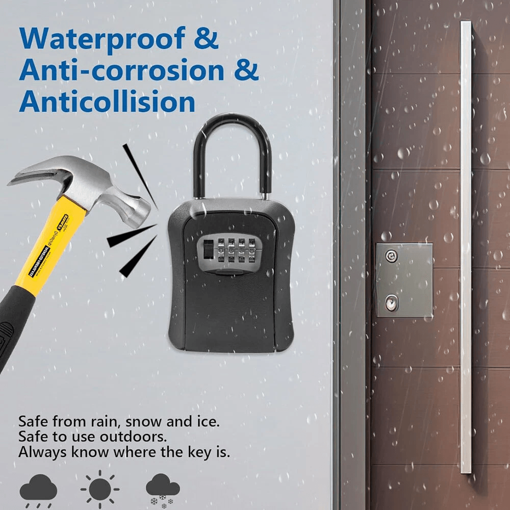 Portable Combination Key Lock Box For Outside Wall Mounted House Key Safe 2