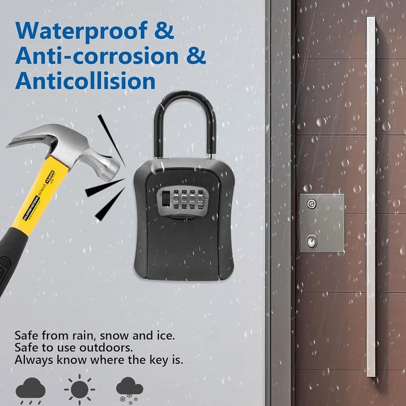 Portable Combination Key Lock Box For Outside Wall Mounted House Key Safe 2