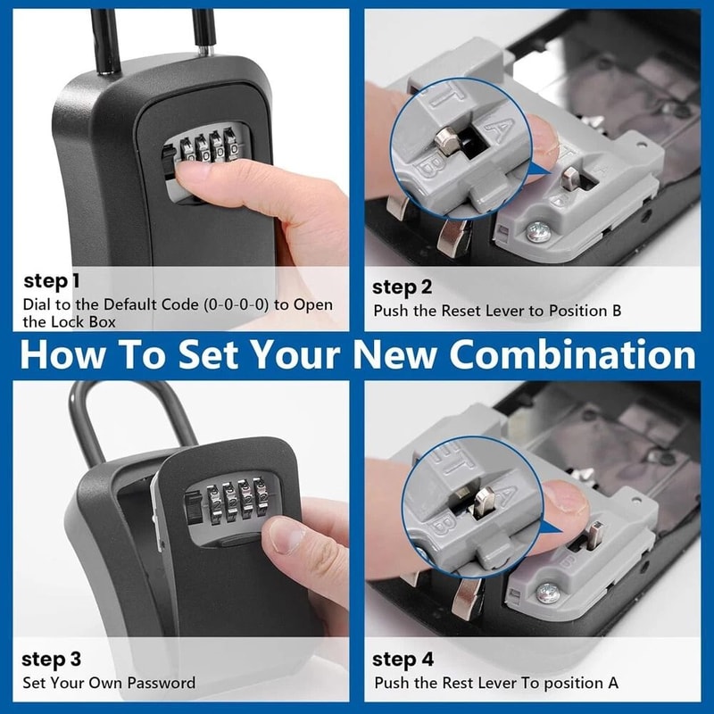 Portable Combination Key Lock Box For Outside Wall Mounted House Key Safe 5