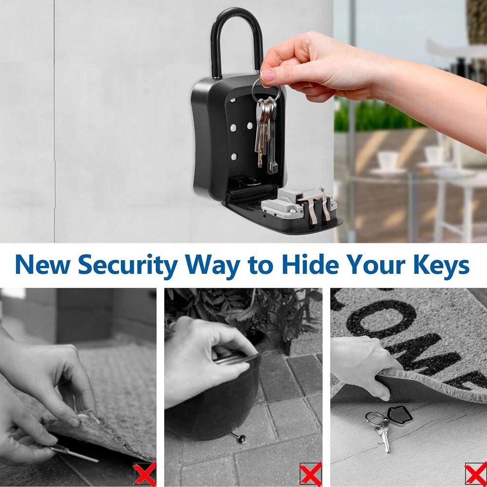 Portable Combination Key Lock Box For Outside Wall Mounted House Key Safe 6