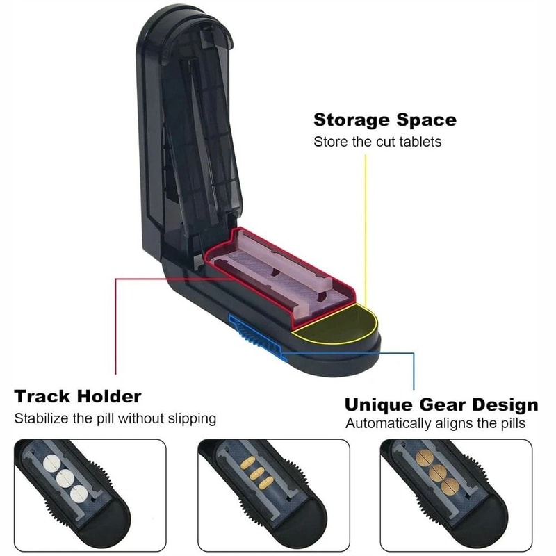 Travel Pill Cutter Splitter Box For Small And Large Tablets 7
