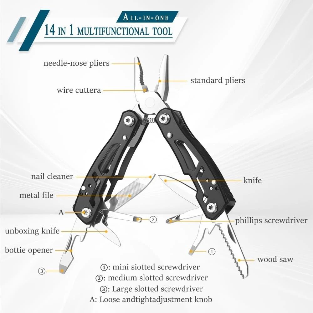 Mini Multitool Pliers Stainless Steel Pocket Camping Tool 8