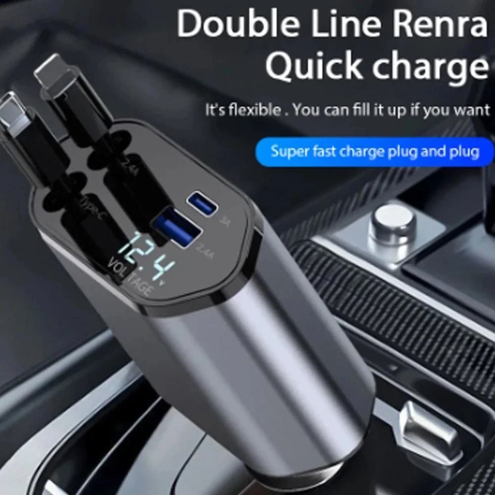Retractable Car Charger Fast USB C Car Charger For IPhone And Android 8