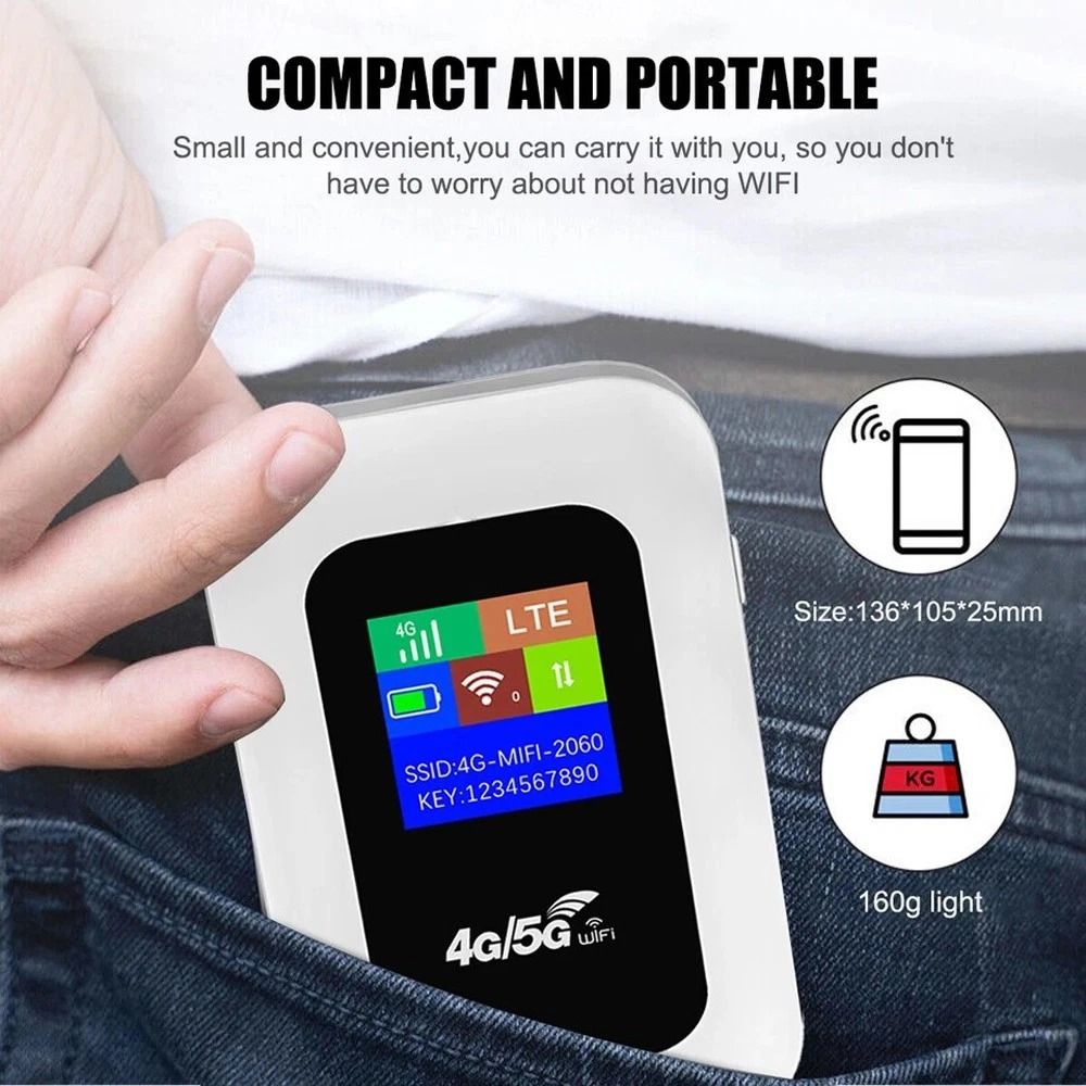 Unlocked Portable WiFi Router With LCD Screen For Travel And Daily Internet Sharing 5