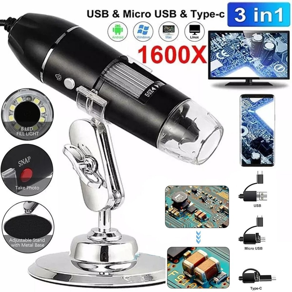 USB Digital Microscope Camera With LED Lights For Coin Jewelry And PCB Inspection 11