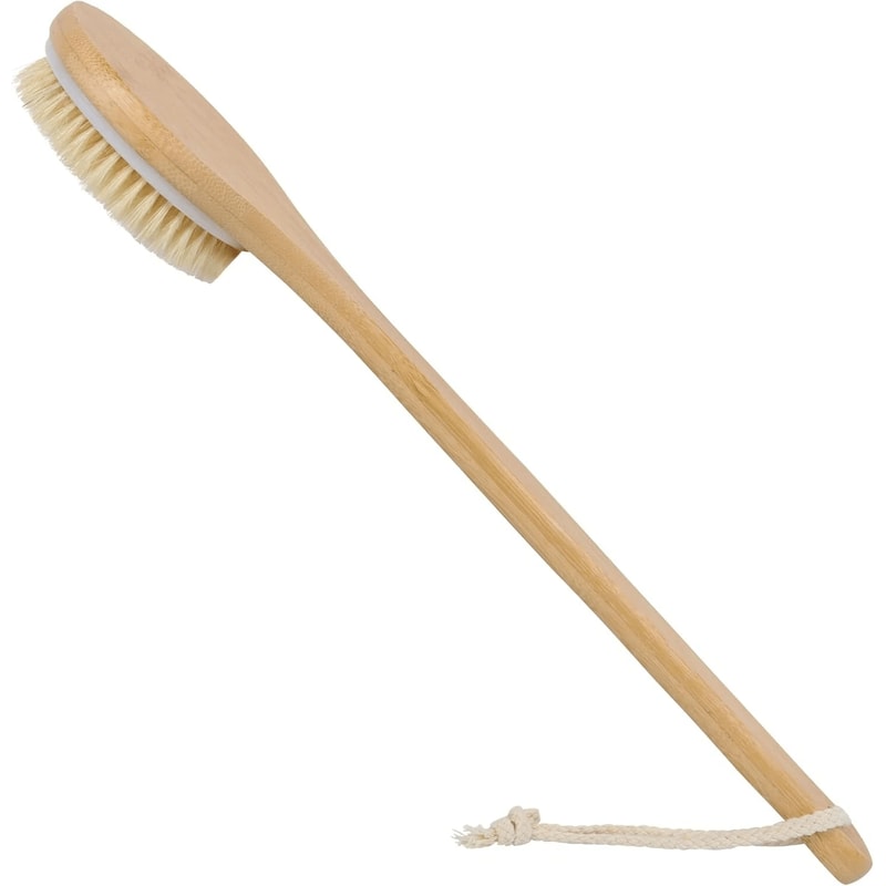 Bamboo Shower Body Brush With Soft Bristles Long Handle Back Scrubber 1