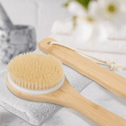 bamboo shower body brush with soft bristles long handle back scrubber