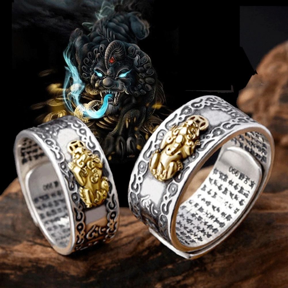 Feng Shui Ring Adjustable Wealth Ring With Buddhist Mantra 4