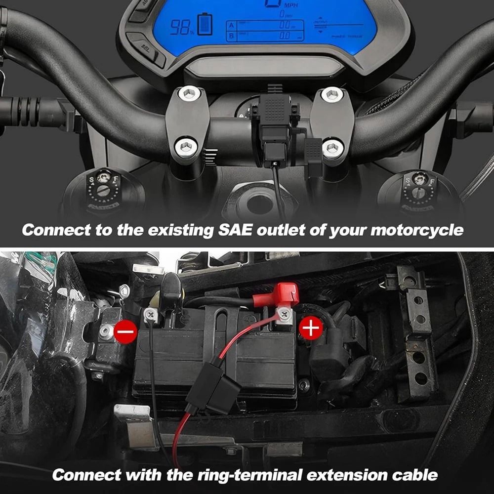 Waterproof Motorcycle USB Charger SAE To USB Adapter For Phone And GPS 4