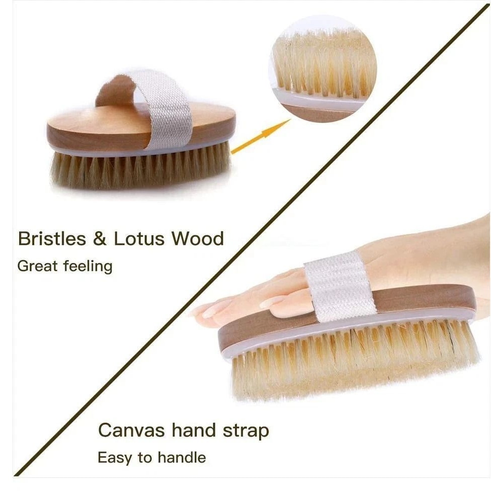 Soft Bristle Dry Body Brush For Wet Dry Use Wooden Exfoliating Skin Massager 1