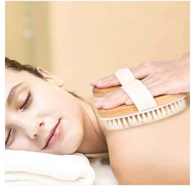Soft Bristle Dry Body Brush For Wet Dry Use Wooden Exfoliating Skin Massager 2